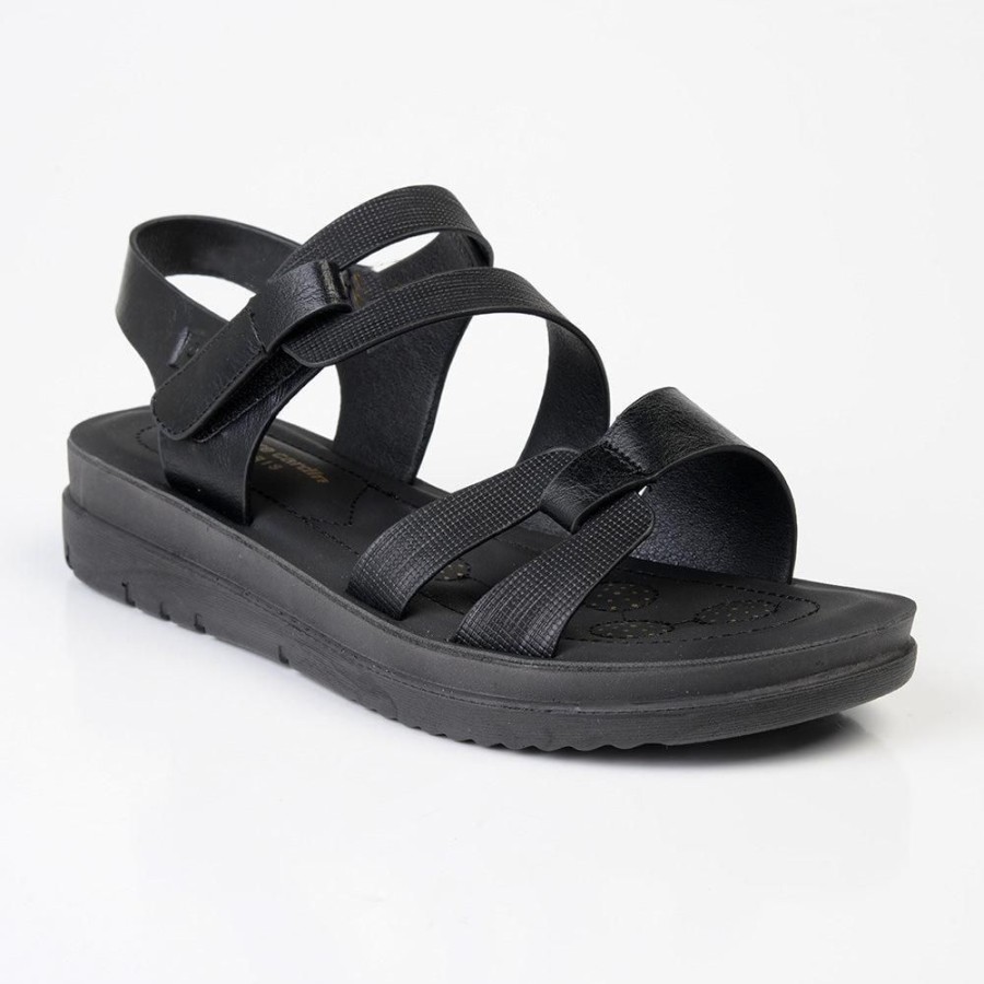 Sandals Pierre Cardin | Pierre Cardin Adette Velcro Strappy Sandal Black