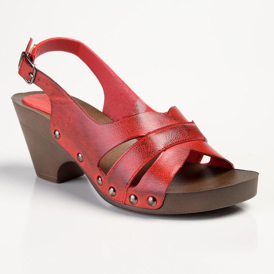 Sandals Franco Rossi | Franco Rossi Janet Sling Back Heel Sandals Red