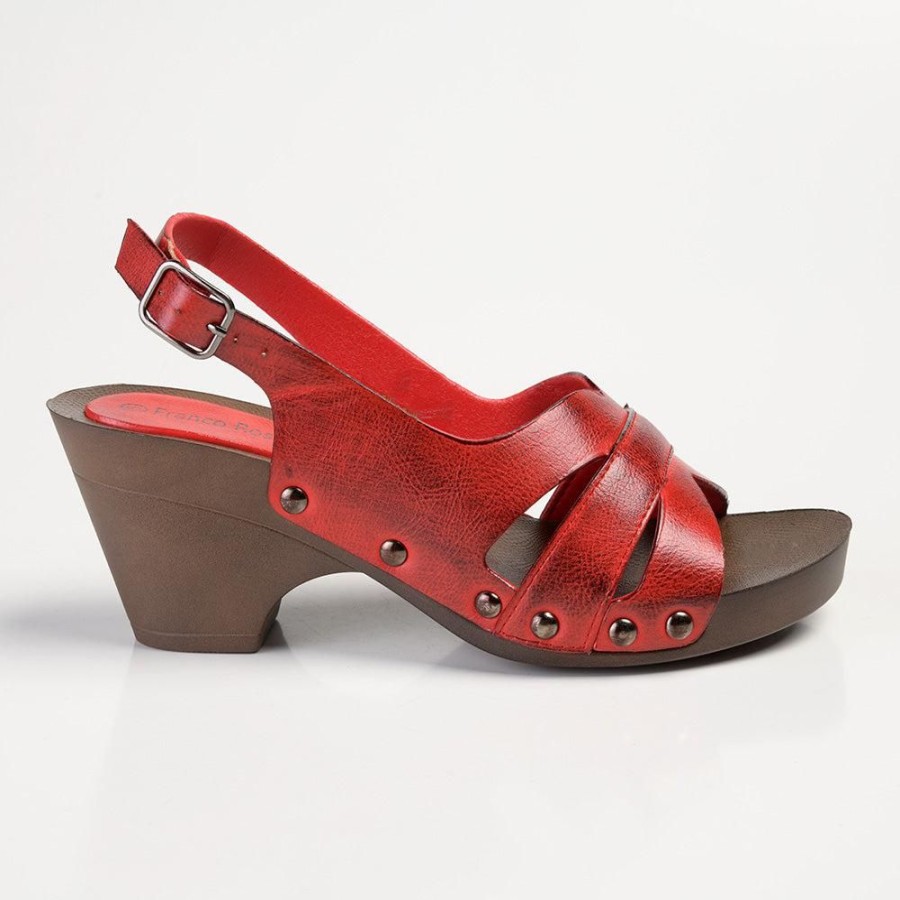 Sandals Franco Rossi | Franco Rossi Janet Sling Back Heel Sandals Red