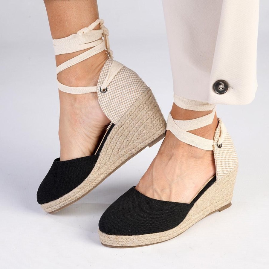 Espadrilles Madison Heart of New York | Madison Cleo Closed Toe Espadrille Wedge Black