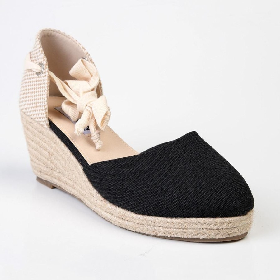 Espadrilles Madison Heart of New York | Madison Cleo Closed Toe Espadrille Wedge Black