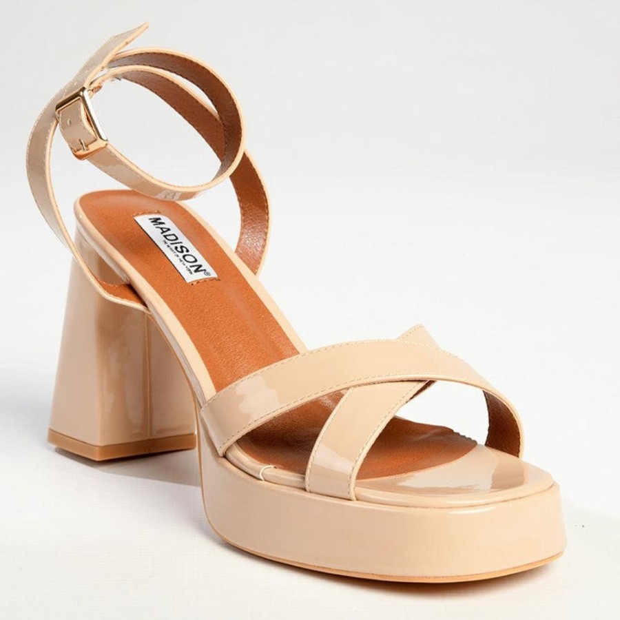 Heels Madison Heart of New York | Madison Lesi Platfom Block Heel Nude