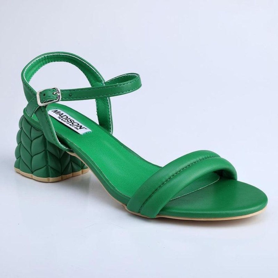 Heels Madison Heart of New York | Madison Bessie Low Block Sandal Green