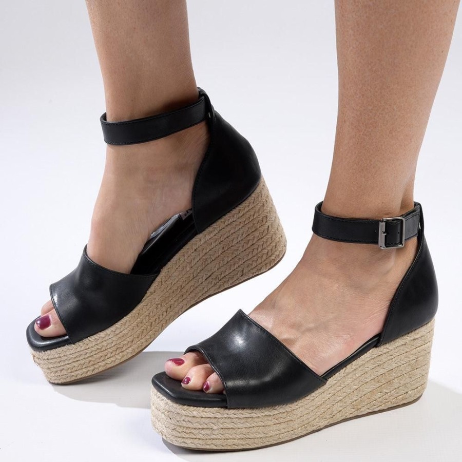 Wedges Madison Heart of New York | Madison Cameron Espadrille Wedge Black