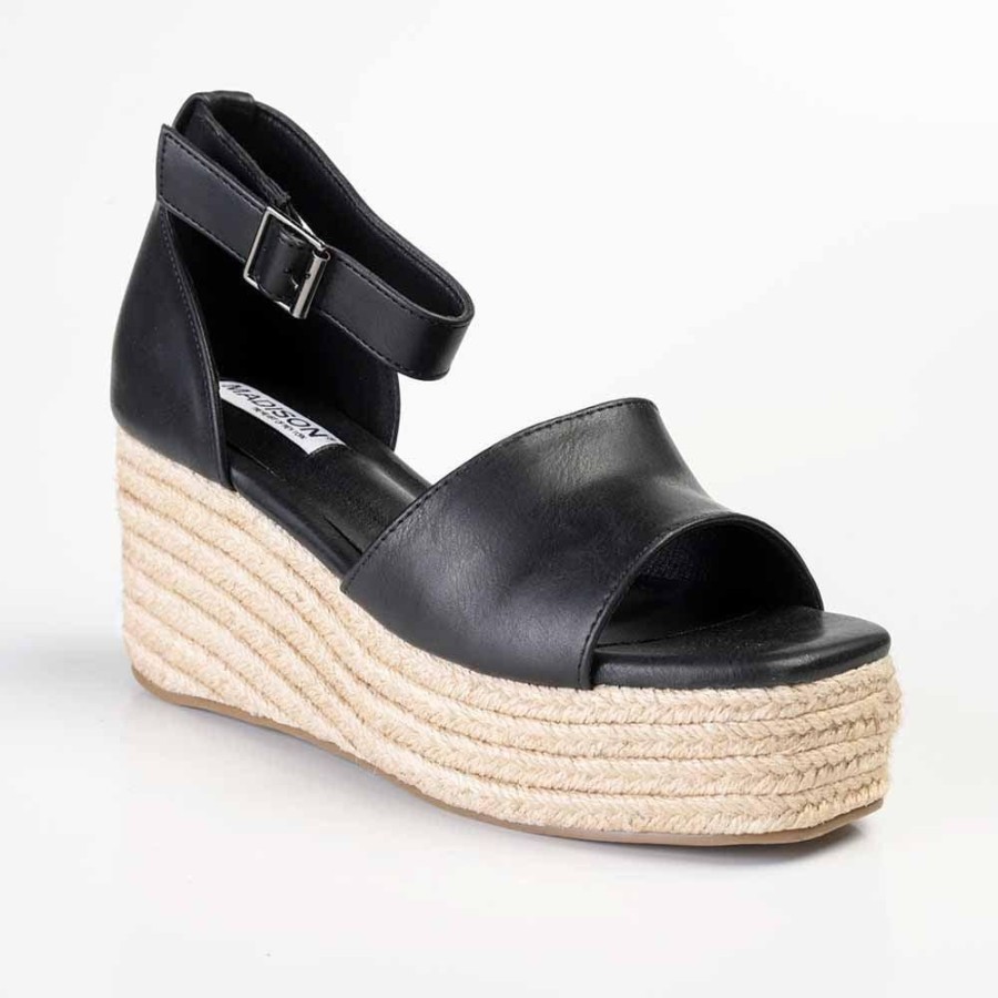 Wedges Madison Heart of New York | Madison Cameron Espadrille Wedge Black