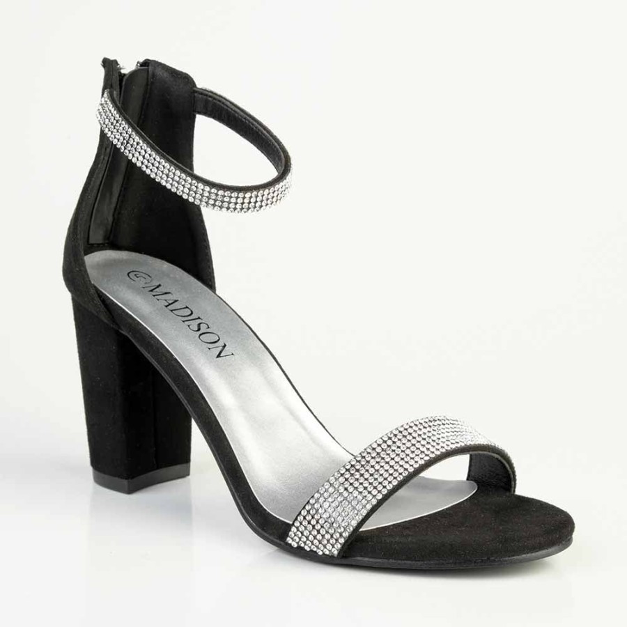 Heels Madison Heart of New York | Madison Shay Closed Back Diamante Sandal Black