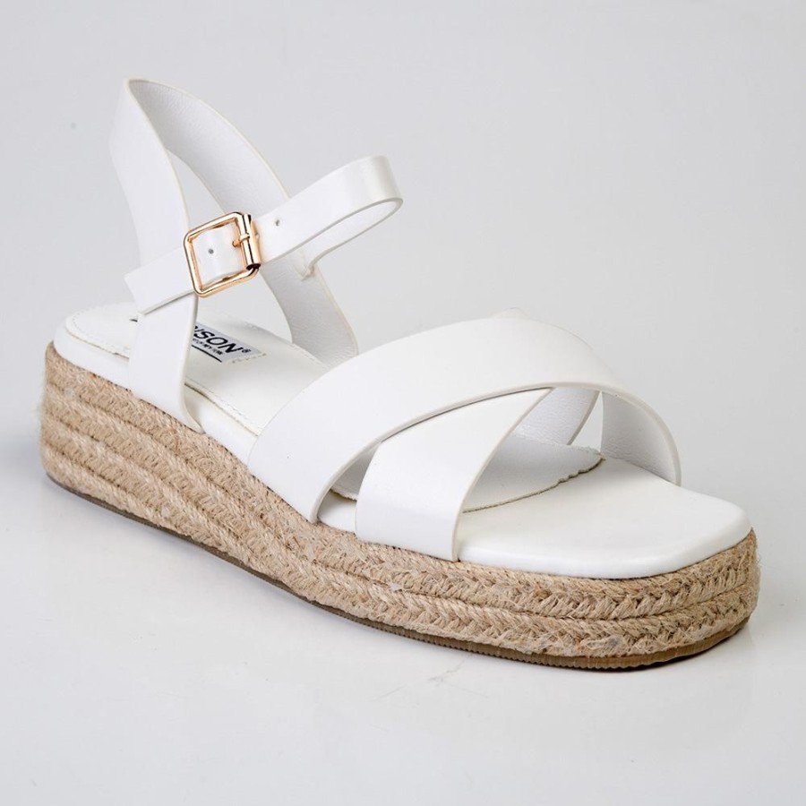 Espadrilles Madison Heart of New York | Madison Cassandra Cross Over Espadrille Sandal Off White