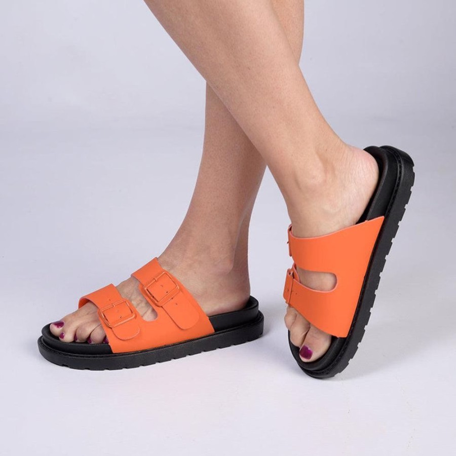 Slippers & Flats Madison Heart of New York | Madison Crystal Platform Sandals Orange