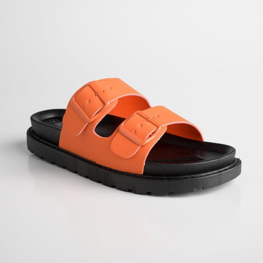 Slippers & Flats Madison Heart of New York | Madison Crystal Platform Sandals Orange