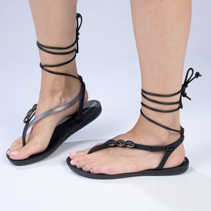 Sandals Ipanema | Ipanema Ankle Wrap Thong Sandals Black