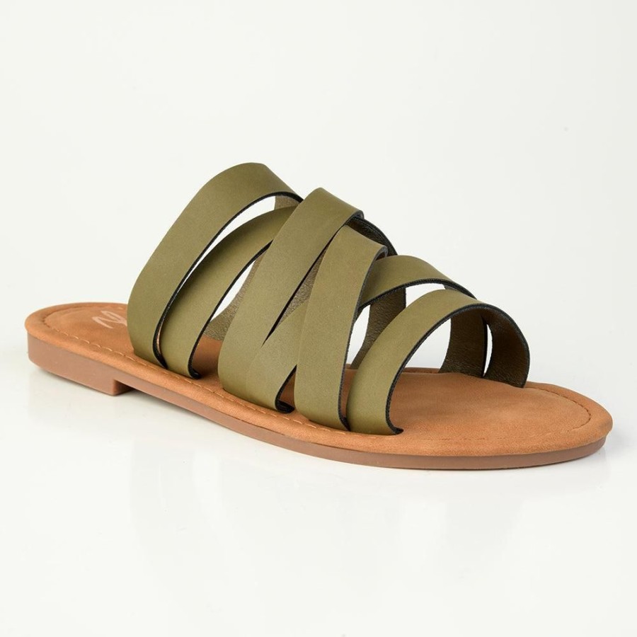 Sandals Seven7 | Bucci Ladies Flat Push In Sandal Olive