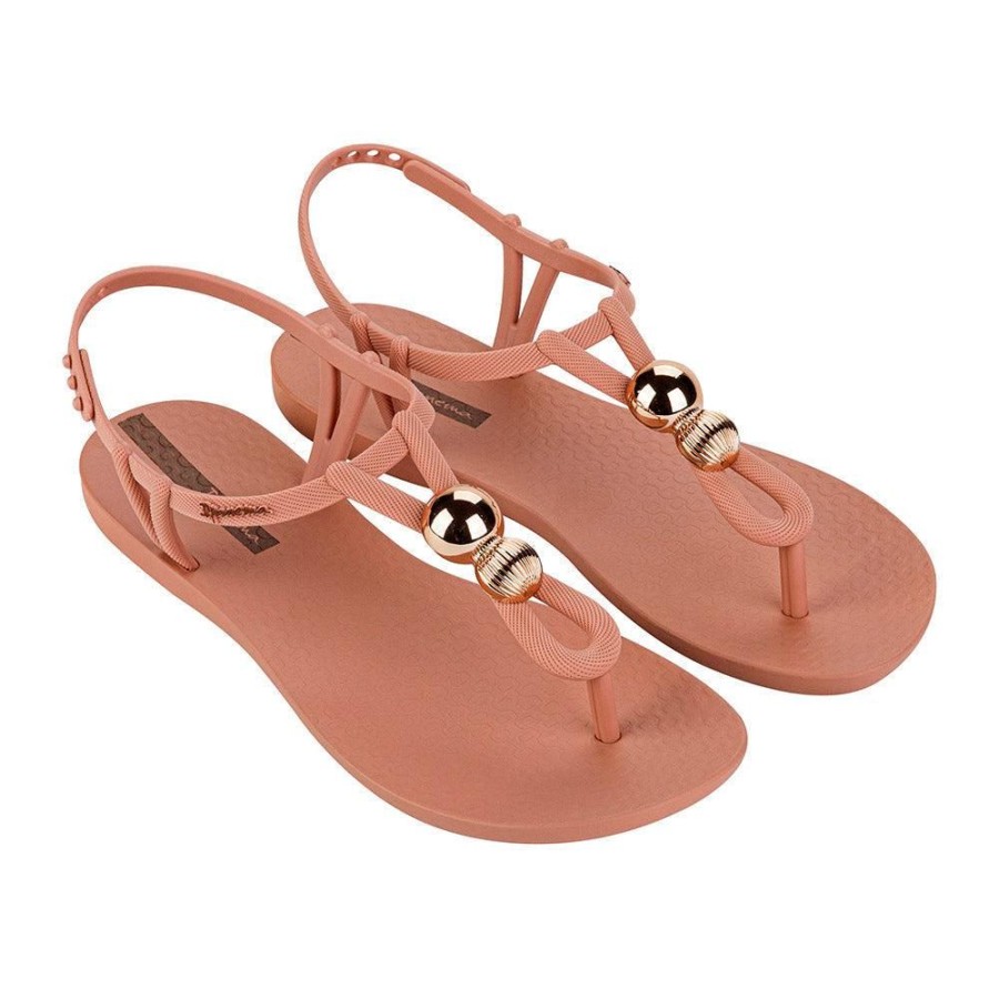 Sandals Ipanema | Ipanema Kai Button Trim Thong Sandals Pink / Bronze