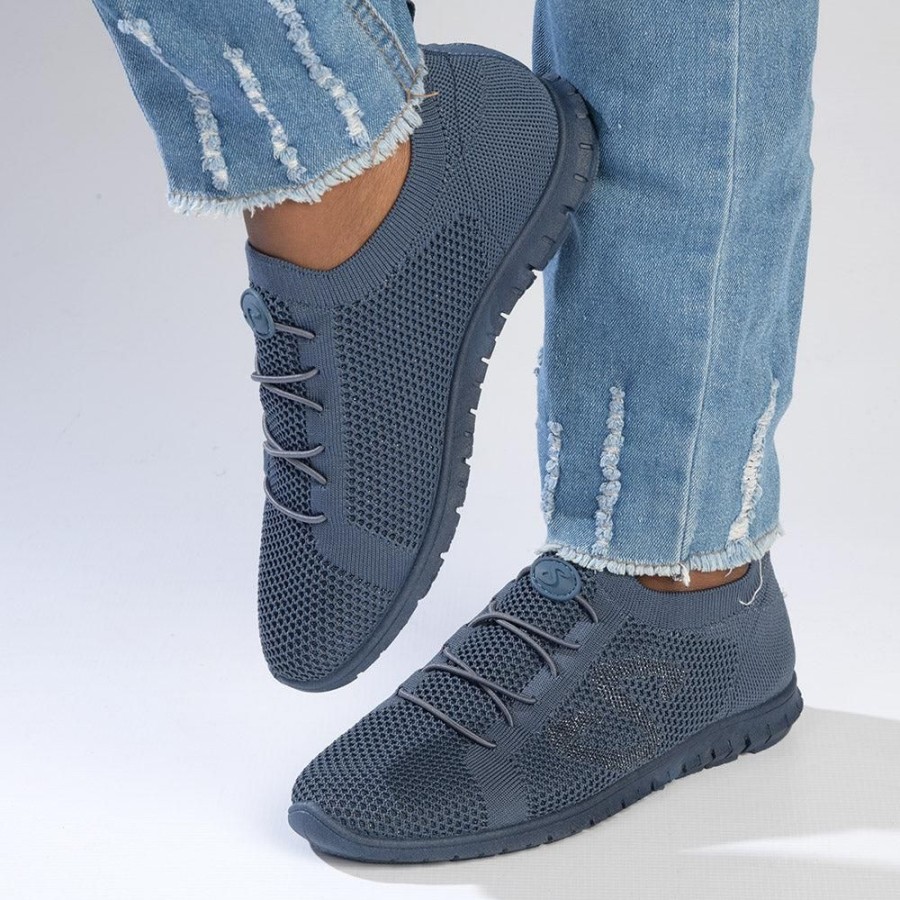 Sneakers Soft Style by Hush Puppy | Soft Style By Hush Puppy Nansia Fly Knit Lace Sneaker Denim Blue