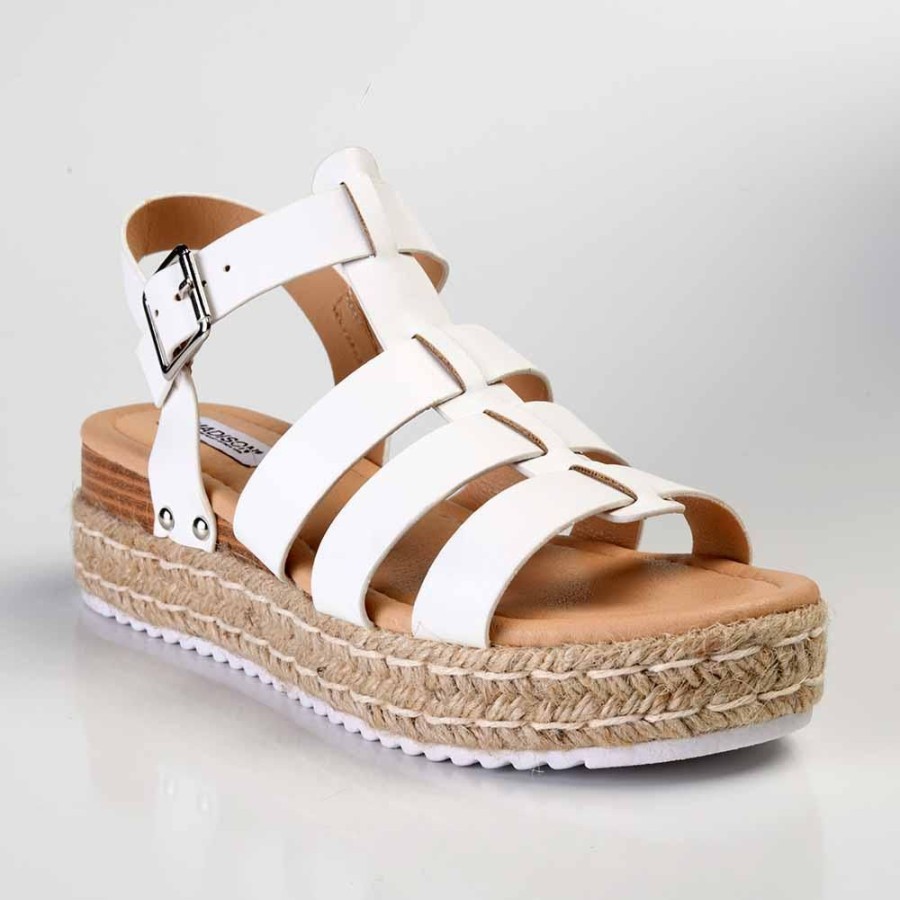 Espadrilles Madison Heart of New York | Madison Casablanca Strappy Espadrille Wedge Sandal White