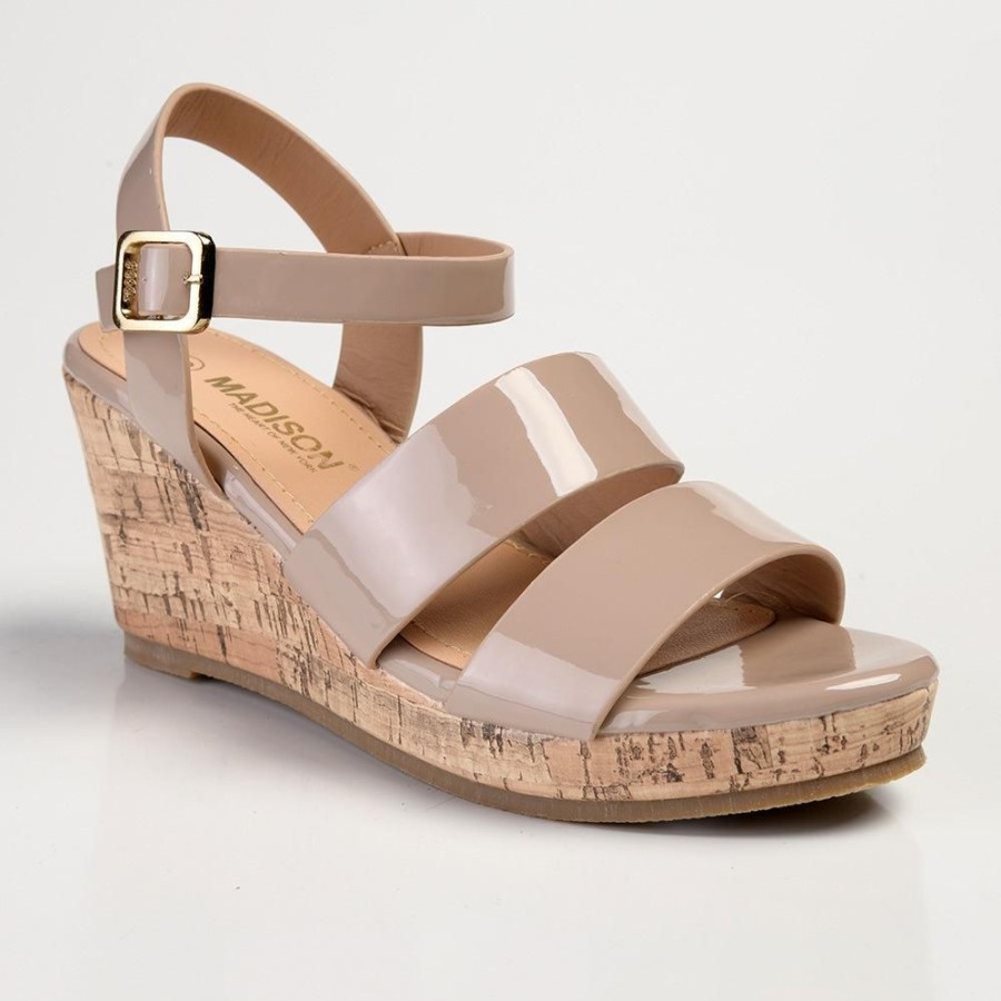 Sandals Madison Heart of New York | Madison Pauline Cork Wedge Sandal Tan