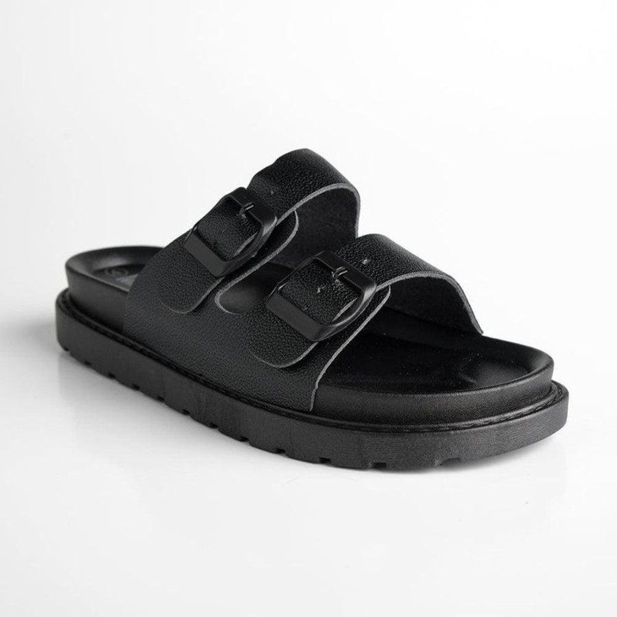 Slippers & Flats Madison Heart of New York | Madison Crystal Platform Sandals Black