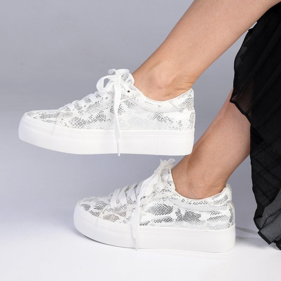 Sneakers Soft Style by Hush Puppy | Soft Style By Hush Puppy Fordan Reptile Sneaker White Silver