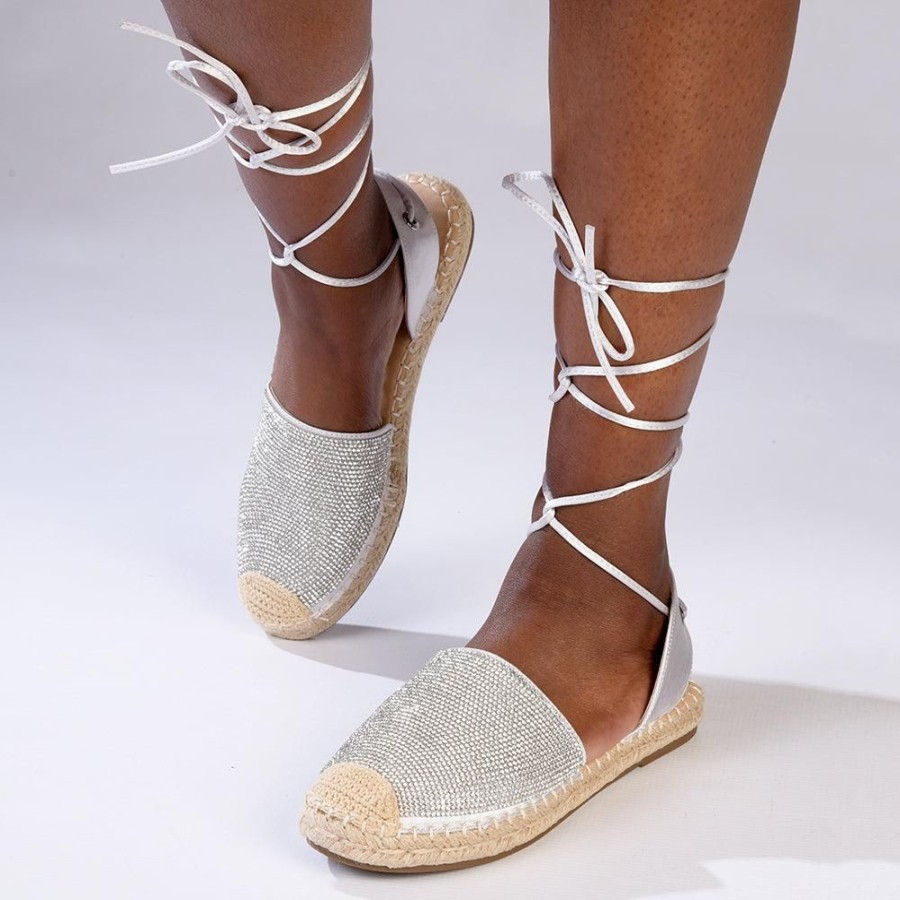 Espadrilles Madison Heart of New York | Madison Clementine Diamond Detailed Espadrille Silver