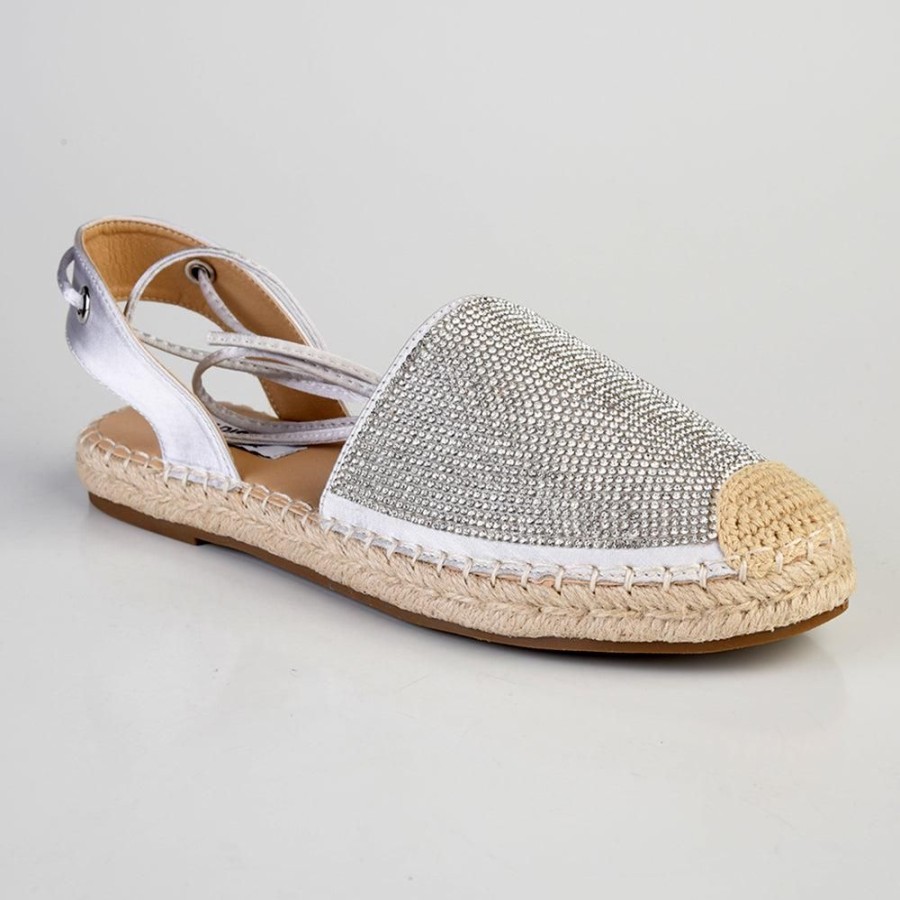 Espadrilles Madison Heart of New York | Madison Clementine Diamond Detailed Espadrille Silver