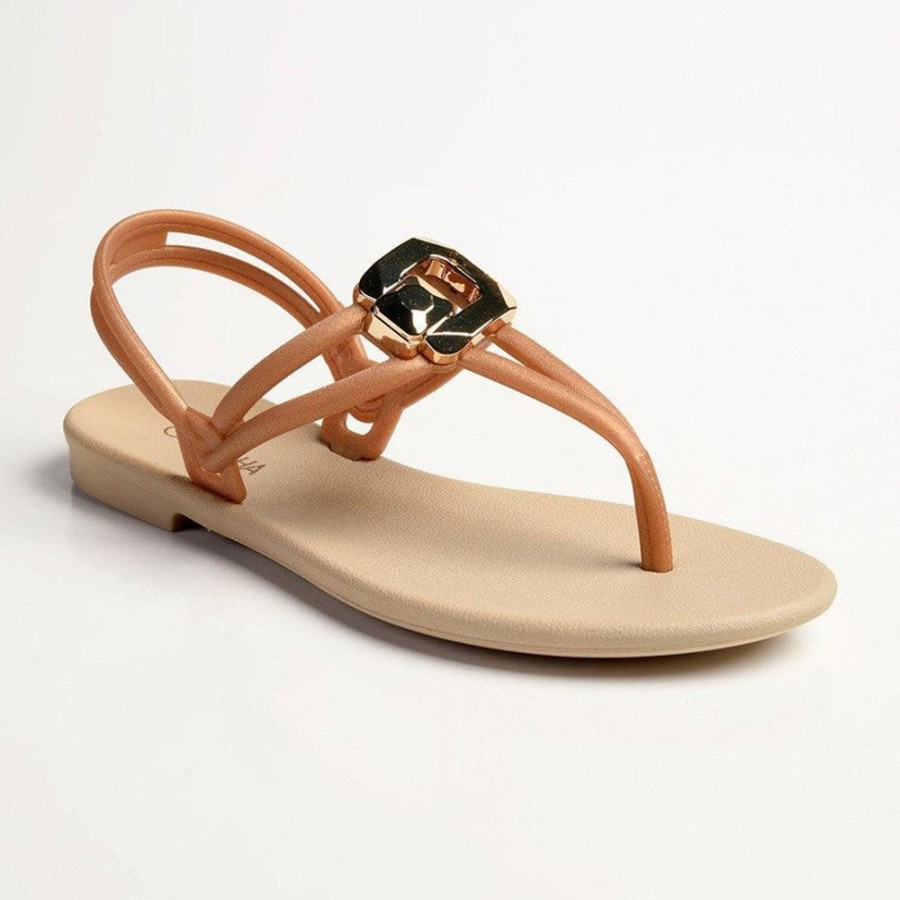 Sandals Grendha | Grendha Tully Slingback Thong Sandals Beige/Gold