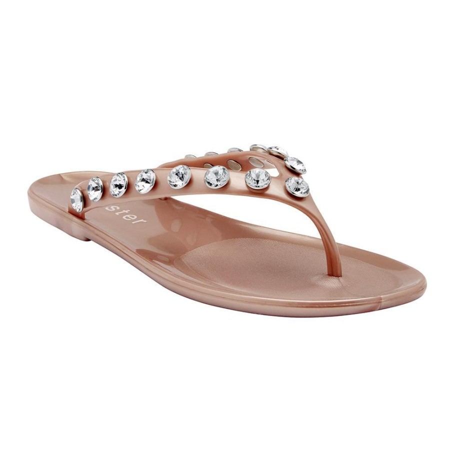 Slippers & Flats Holster | Holster Vacation Jewelled Toe Thong Champagne