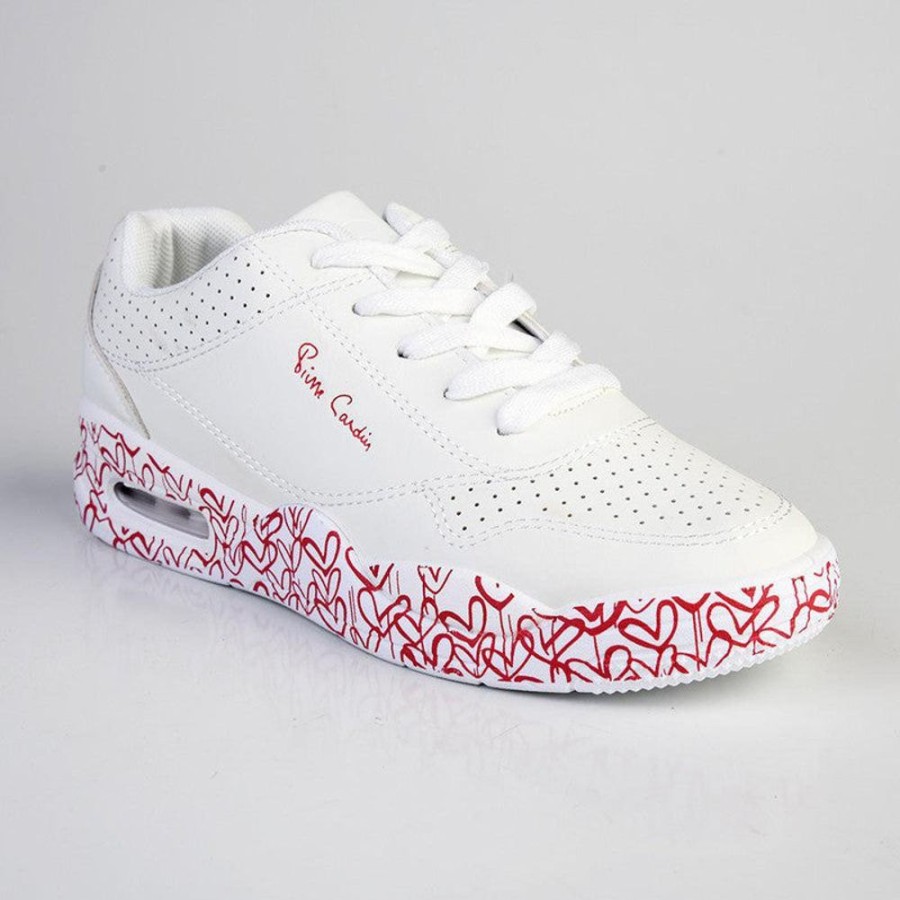 Sneakers Pierre Cardin | Pierre Claire Lace Up Sneaker White/Red