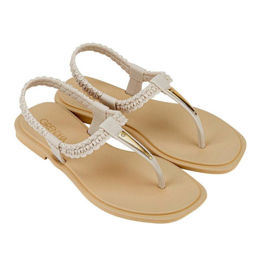 Slippers & Flats Grendha | Grendha Fay Ladies Thong Sandals Beige/White