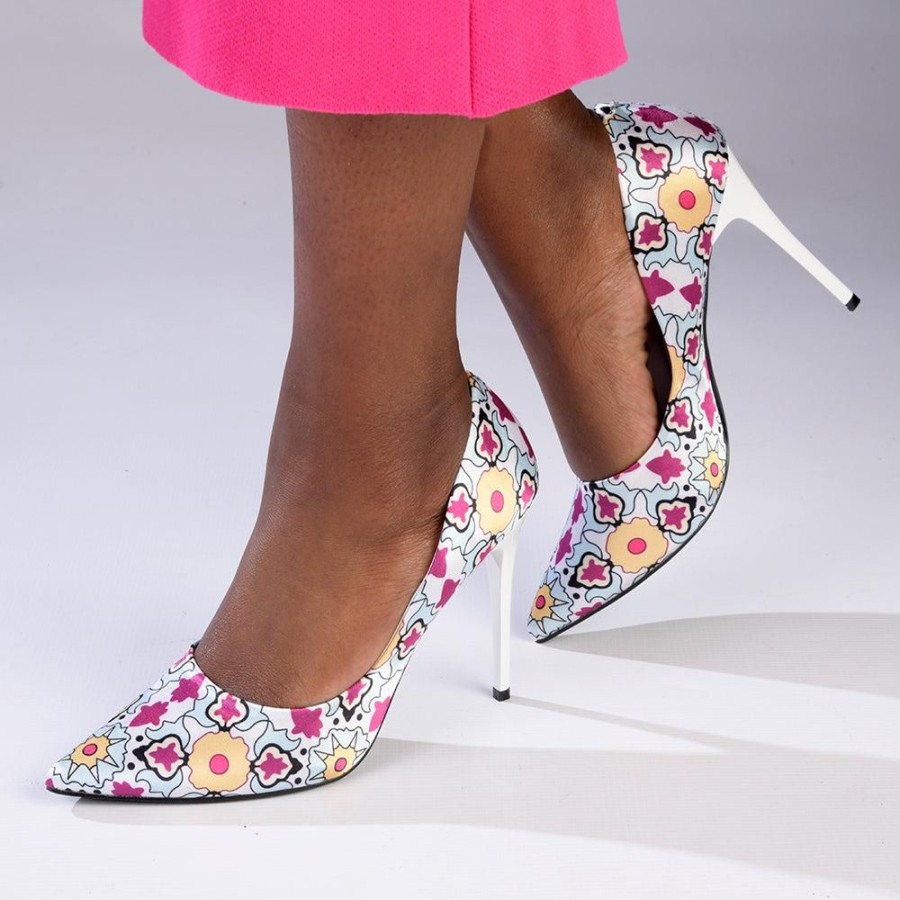 Heels Madison Heart of New York | Madison Destini Printed Court Stiletto White Multi