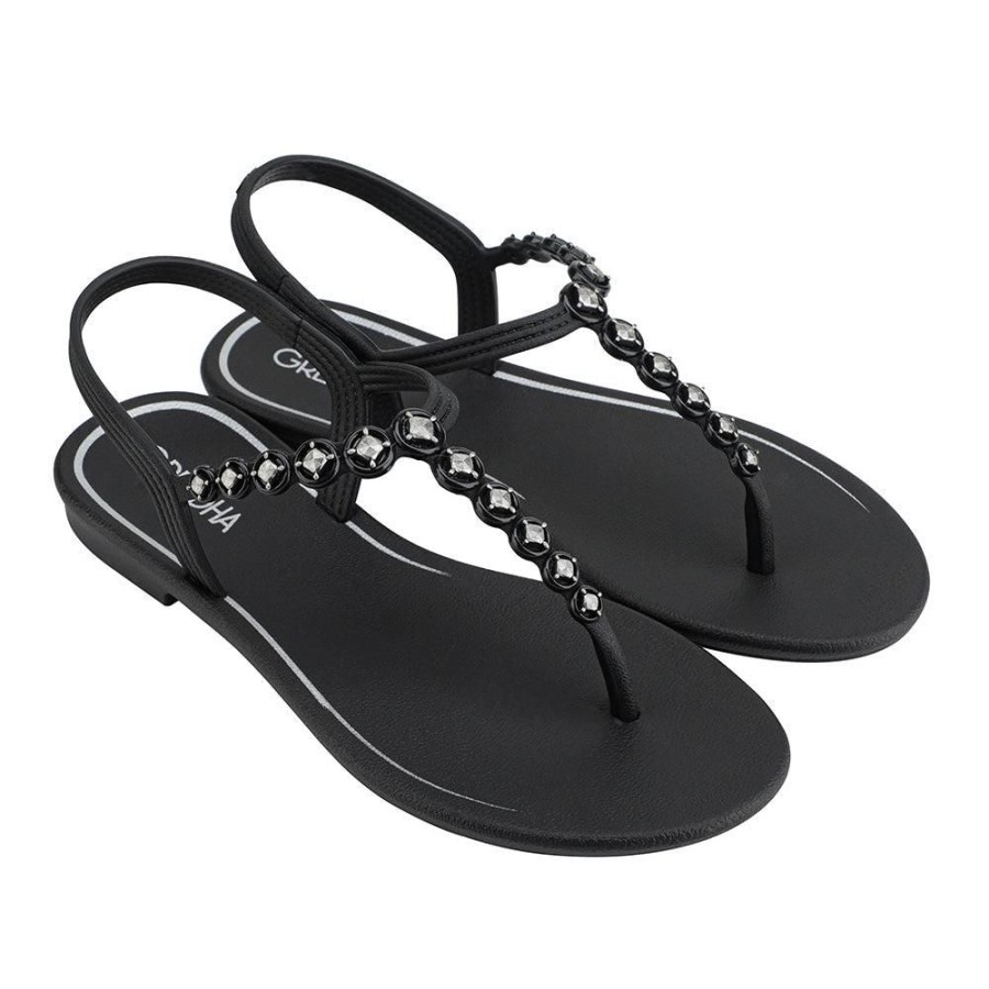 Slippers & Flats Grendha | Grendha Ivy Studded Thong Sandals Black