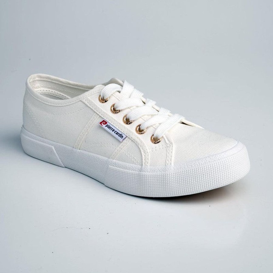 Sneakers Pierre Cardin | Pierre Cardin Calais Sneaker White Gold Eyelet