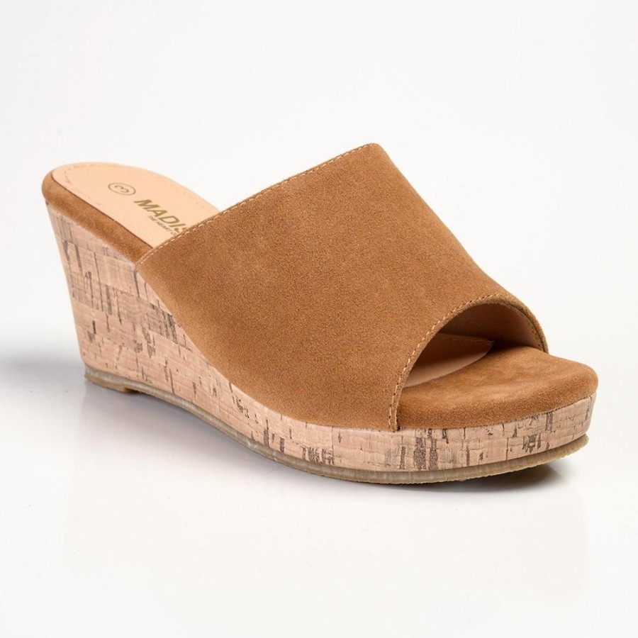 Wedges Madison Heart of New York | Madison Trudy Slip On Wedge Sandal Tan