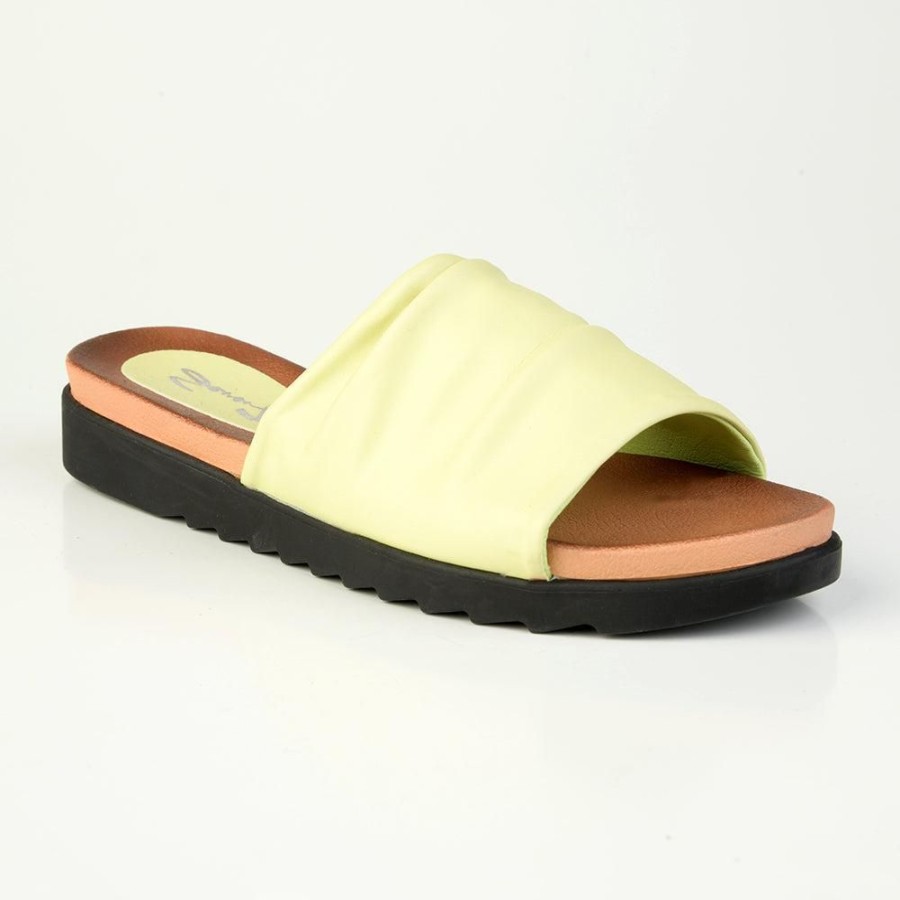 Sandals Seven7 | Cabo Ladies Flat Push In Sandal Lime