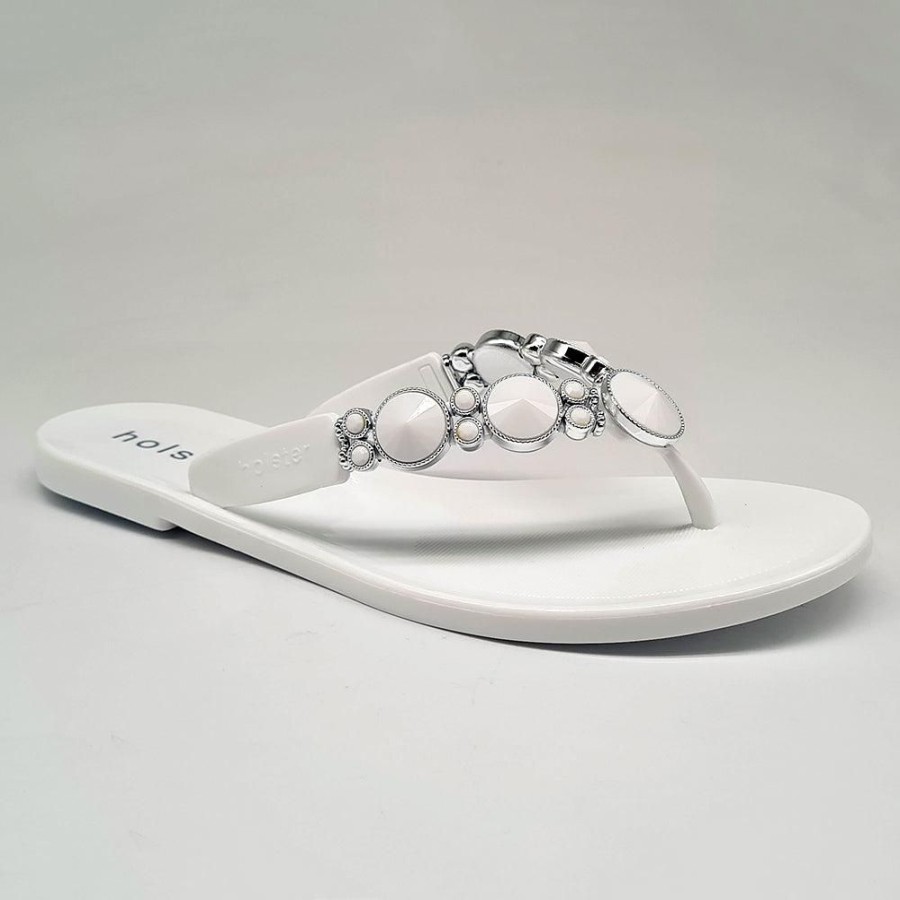 Slippers & Flats Holster | Holster Embellish Thong White/Clear