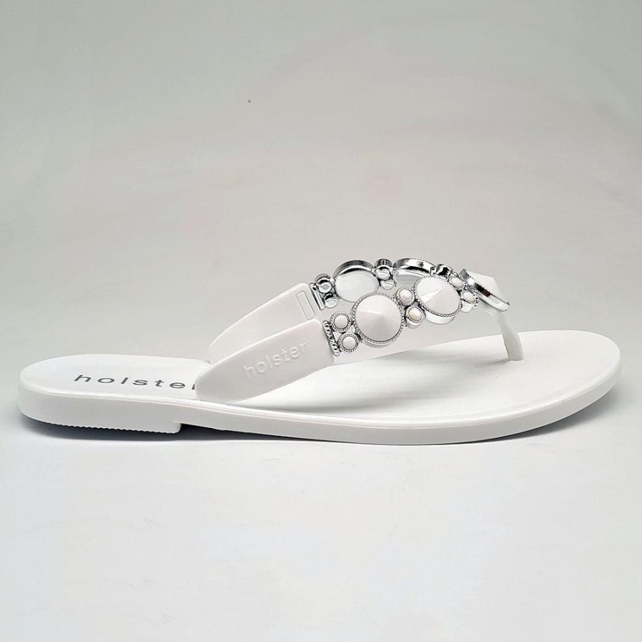 Slippers & Flats Holster | Holster Embellish Thong White/Clear