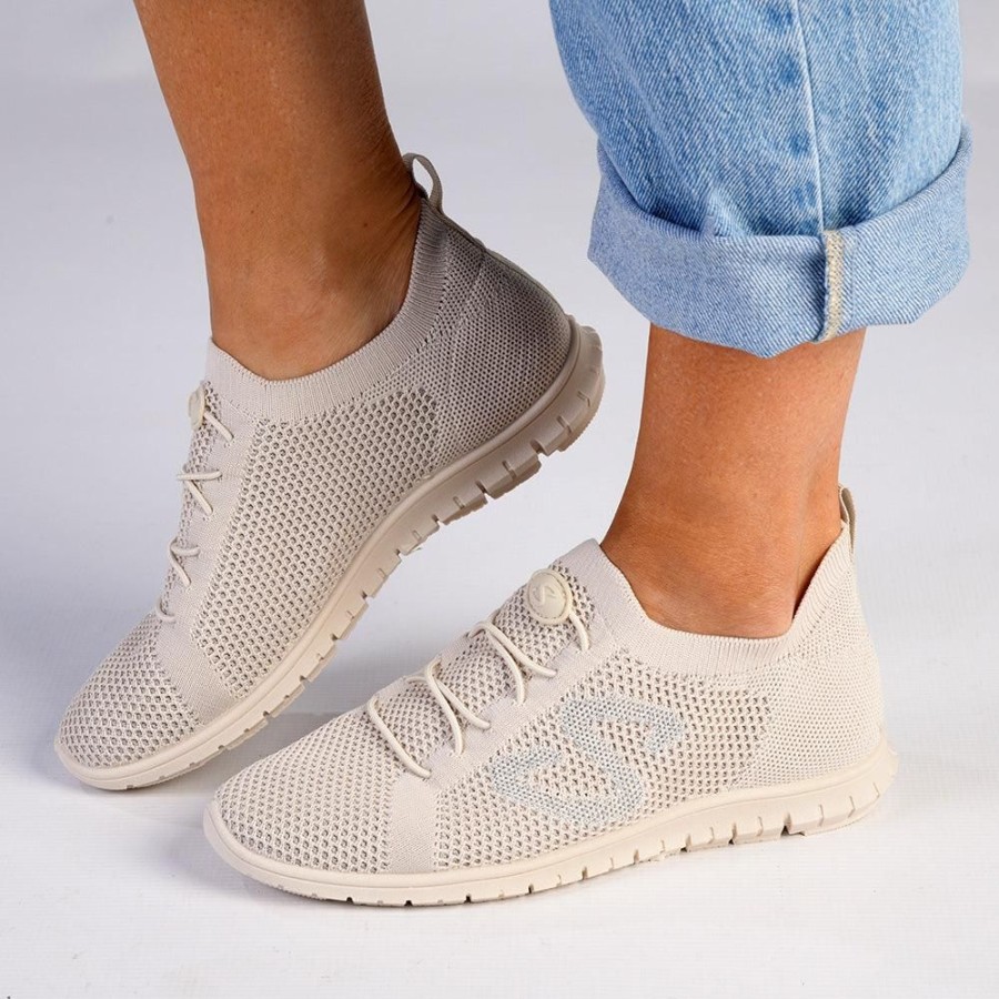 Sneakers Soft Style by Hush Puppy | Soft Style By Hush Puppy Nansia Fly Knit Lace Sneaker Natural