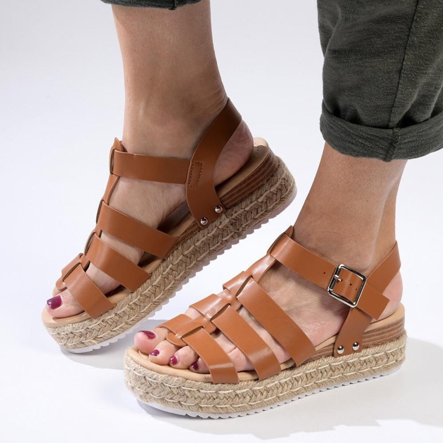 Espadrilles Madison Heart of New York | Madison Casablanca Strappy Espadrille Wedge Sandal Tan