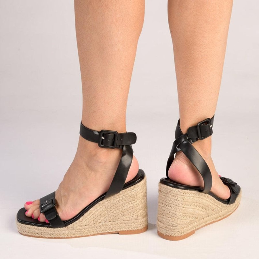 Wedges Madison Heart of New York | Madison Annabella Espadrille Wedge Black