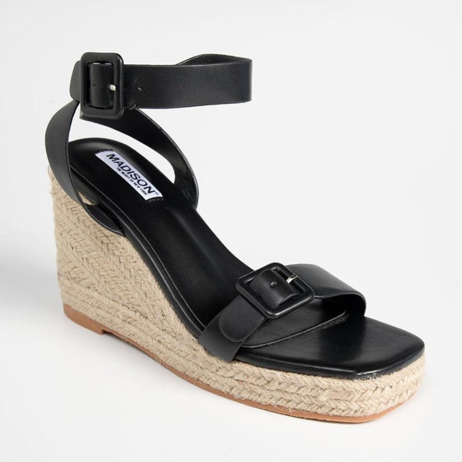 Wedges Madison Heart of New York | Madison Annabella Espadrille Wedge Black