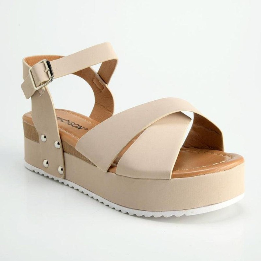 Sandals Madison Heart of New York | Madison Kali Cross Strap Sandal Beige