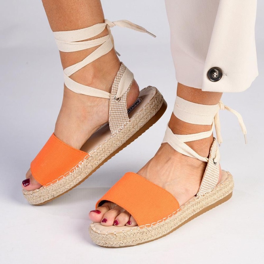 Espadrilles Madison Heart of New York | Madison Charlotte Ankle Wrap Espadrille Sandal Orange