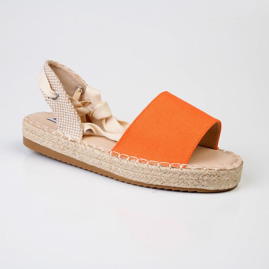 Espadrilles Madison Heart of New York | Madison Charlotte Ankle Wrap Espadrille Sandal Orange