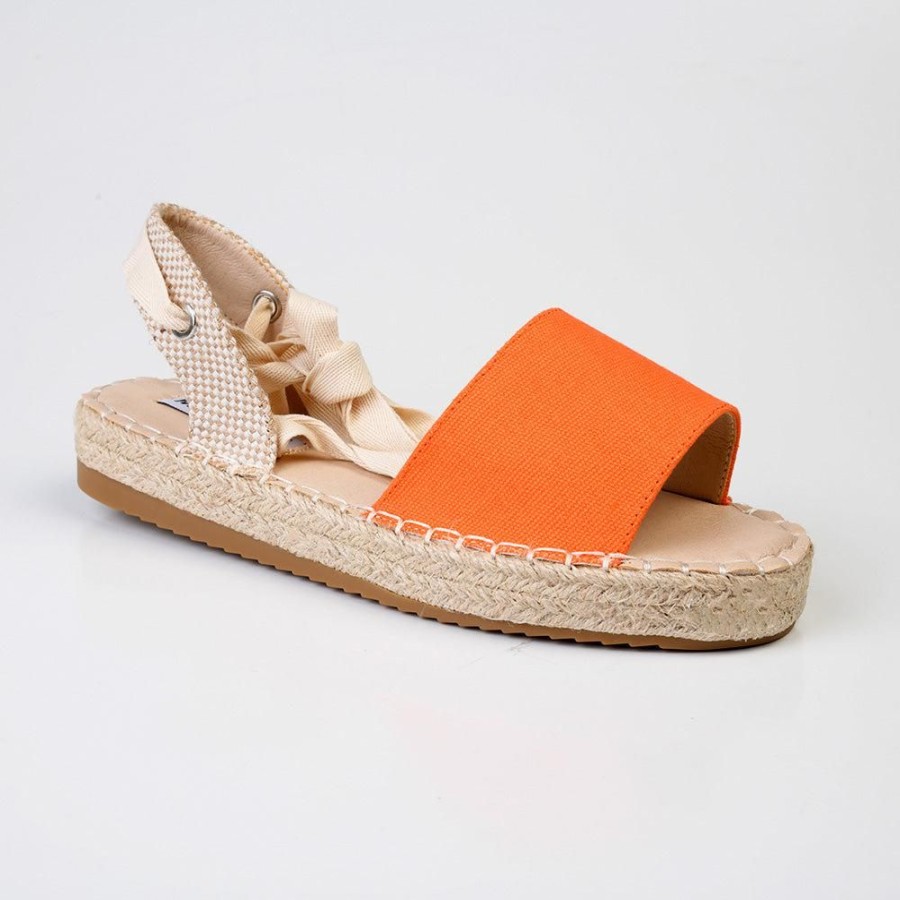 Sandals Madison Heart of New York | Madison Charlotte Ankle Wrap Espadrille Sandal Orange