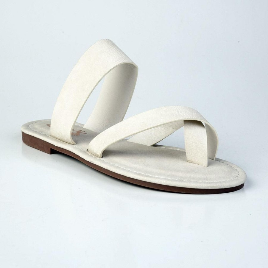 Sandals Seven7 | Maldives Ladies Flat Push In Sandal -Stone Product Share --