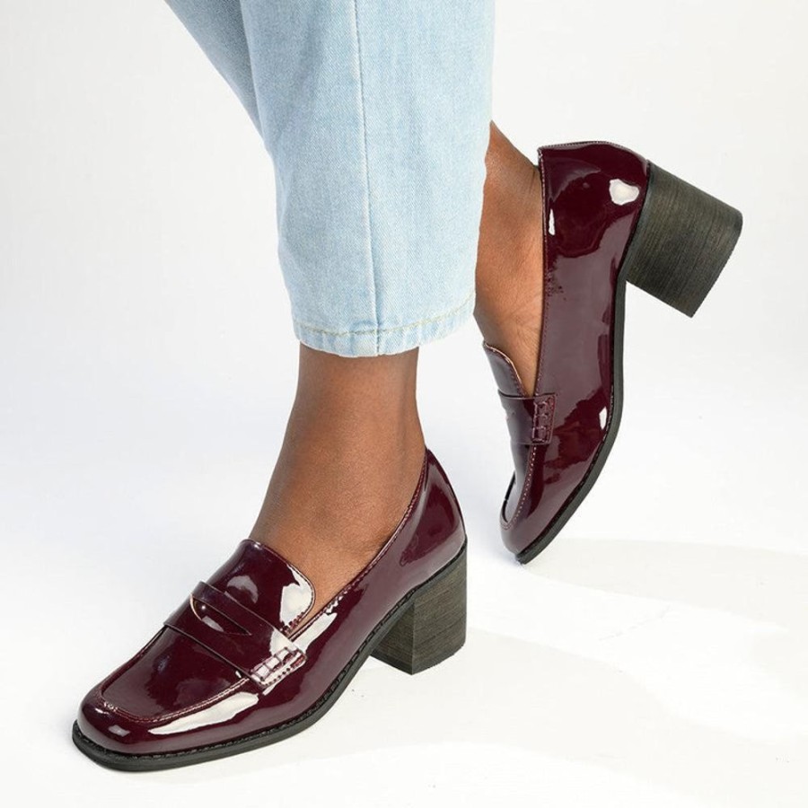 Heels Madison Heart of New York | Madison Cindy Block Heel Loafer Wine