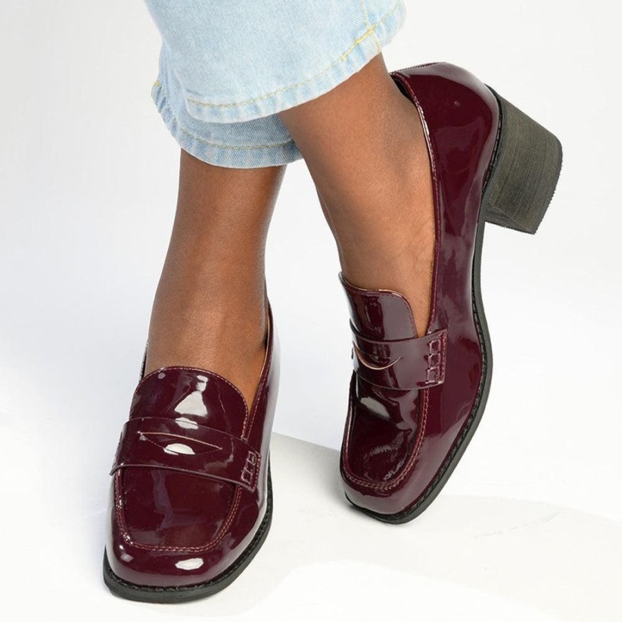 Heels Madison Heart of New York | Madison Cindy Block Heel Loafer Wine