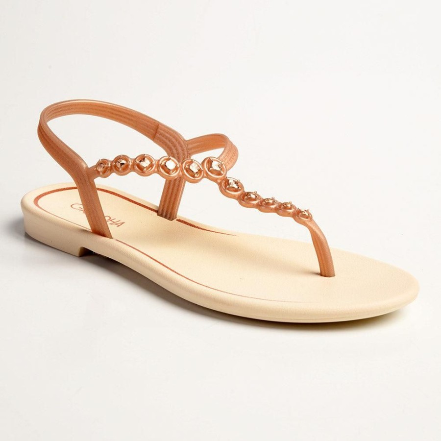 Sandals Grendha | Grendha Ivy Studded Thong Sandals Beige/Rose Gold