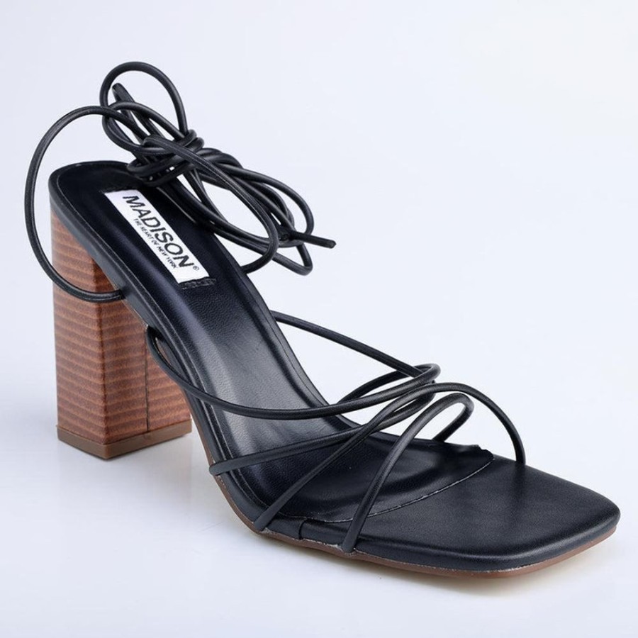 Heels Madison Heart of New York | Madison Ailo Strappy Block Heel Black