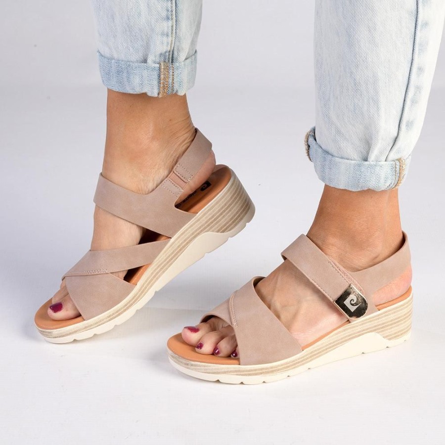 Wedges Pierre Cardin | Pierre Cardin Natalia Fashion Wedge Sandals Nude