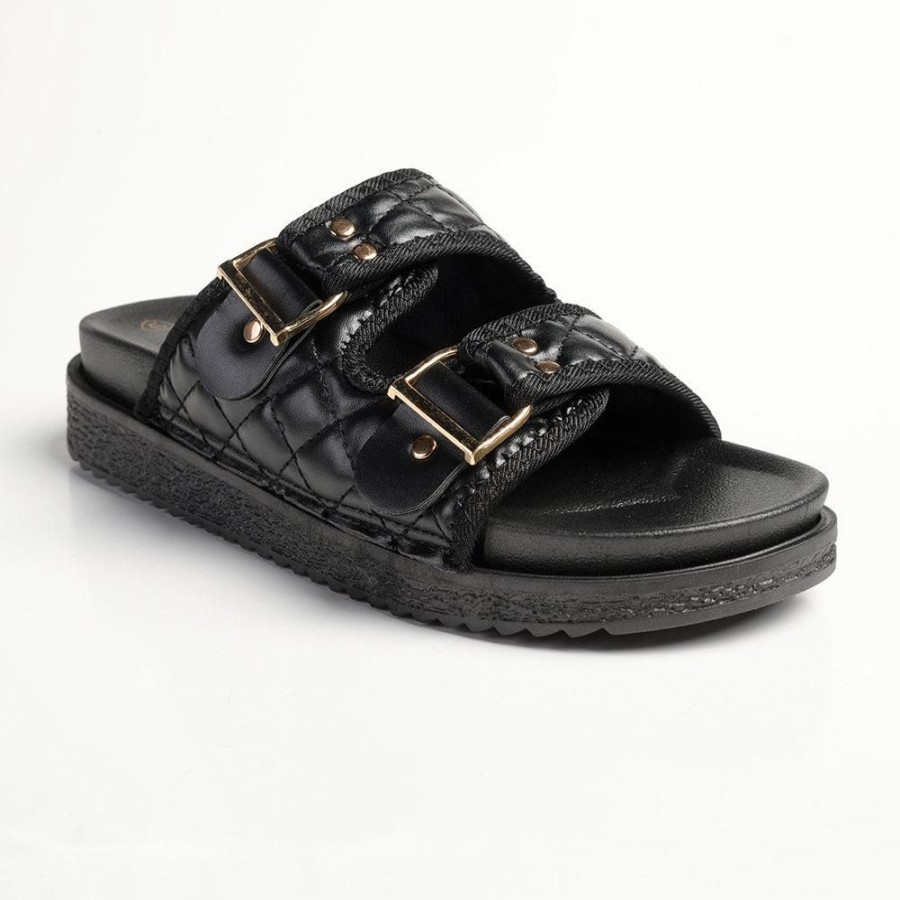 Sandals Madison Heart of New York | Madison Marisa Double Strap Sandals Black