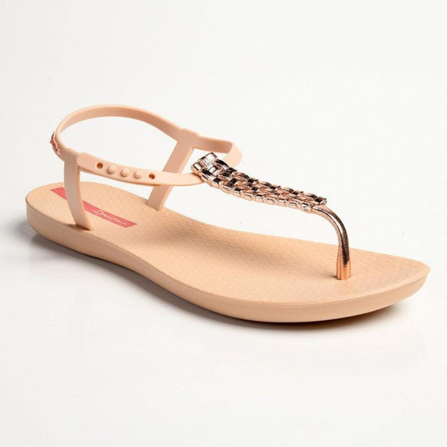 Slippers & Flats Ipanema | Ipanema Reba Glam Thong Sling Back Sandals Beige/Pink